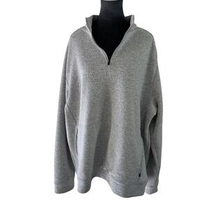 FLX Mens‎ XXL Quarter Zip Pullover Heather Gray Textured Sweatshirt Pockets